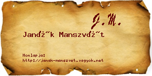 Janák Manszvét névjegykártya